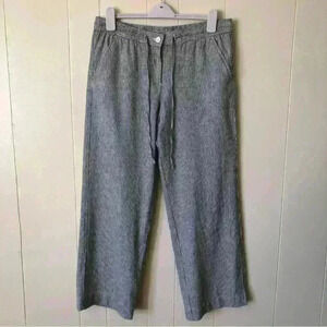 Talbots Wide Leg High Rise Striped Linen / Cotton Blend Pants Size 12